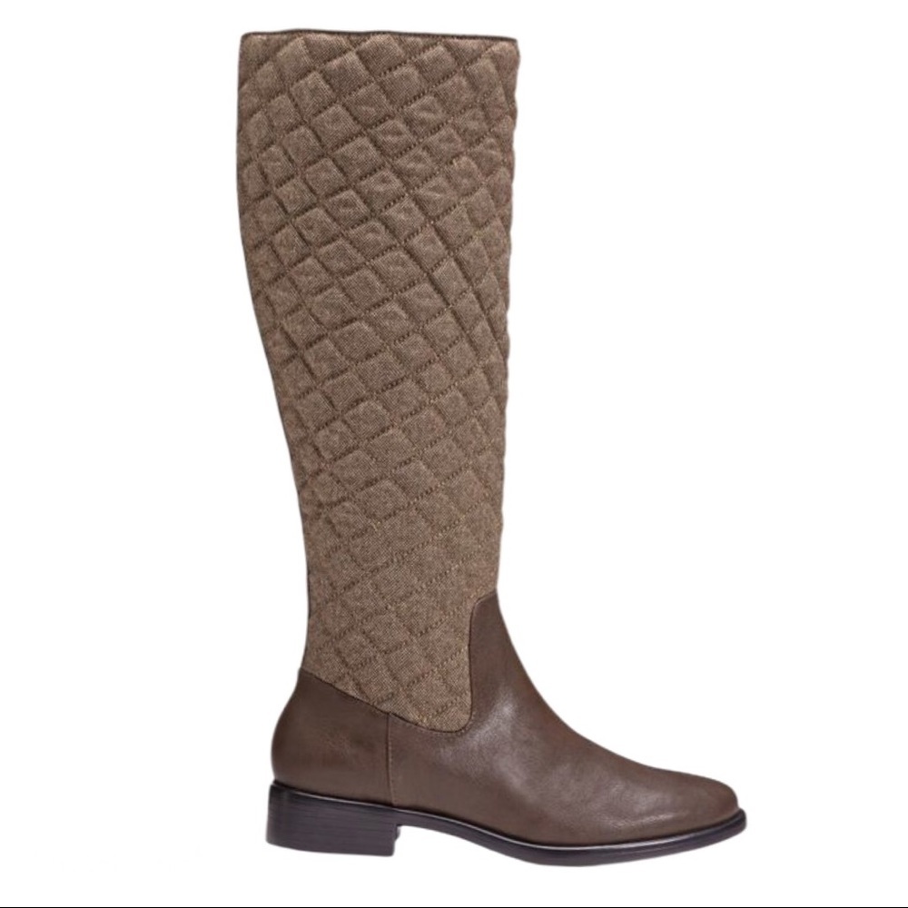 AEROSOLES Establish Brown Tan Quilted Tall Riding Knee High Boots 7